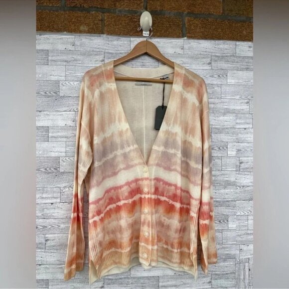 Allsaints Marea Tie Dye Cardigan Sweater Merino Wool Rainbow Pink Cream New M - Picture 4 of 16